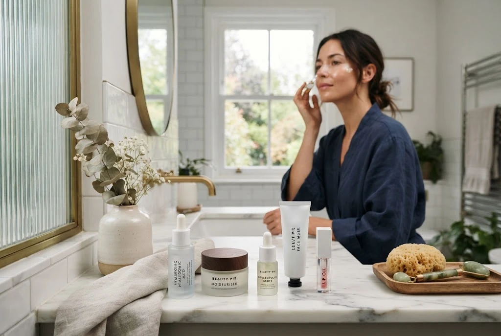 Beauty Pie products including skincare, hyaluronic acid, masks and lip oil