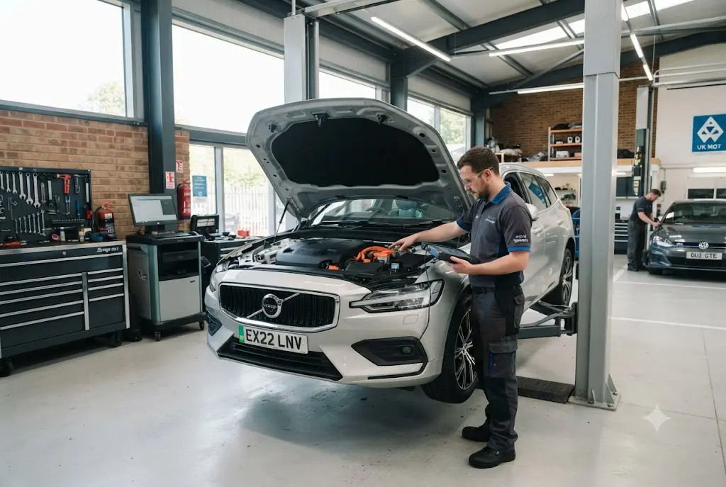 Hybrid servicing for a family car at a professional UK garage