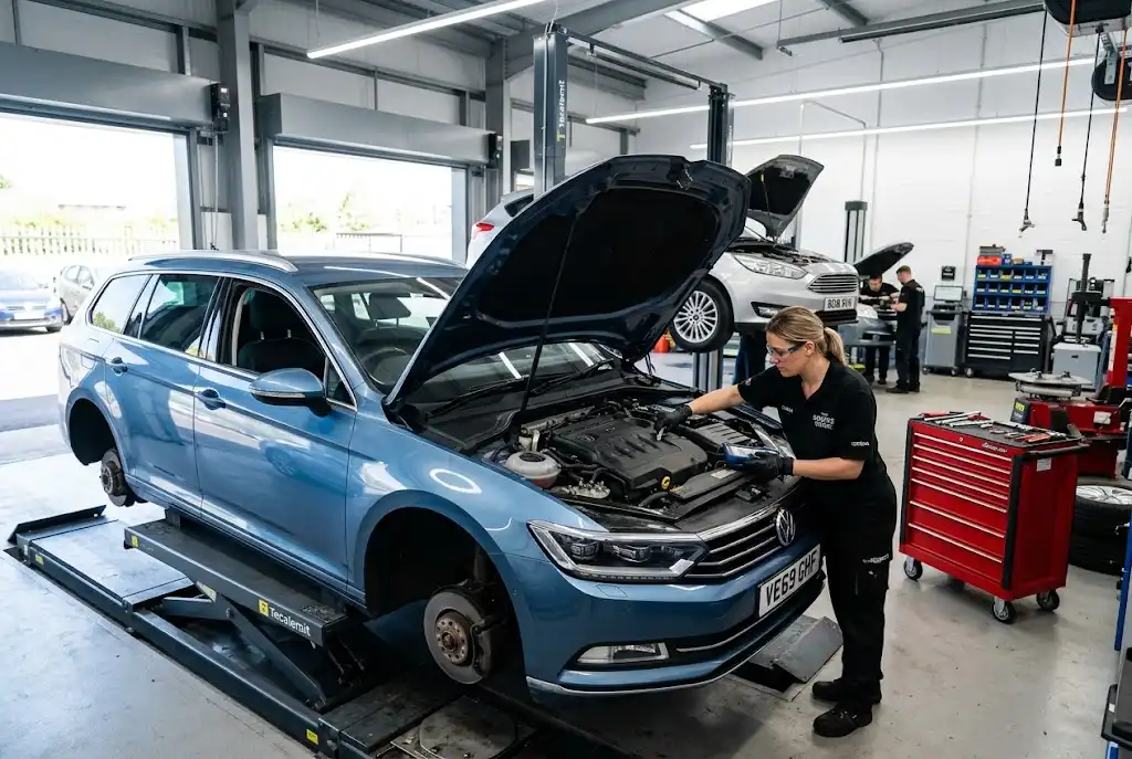 car servicing for UK family vehicles at a professional garage