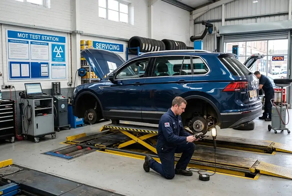 MOT and service inspection for a family car in the UK