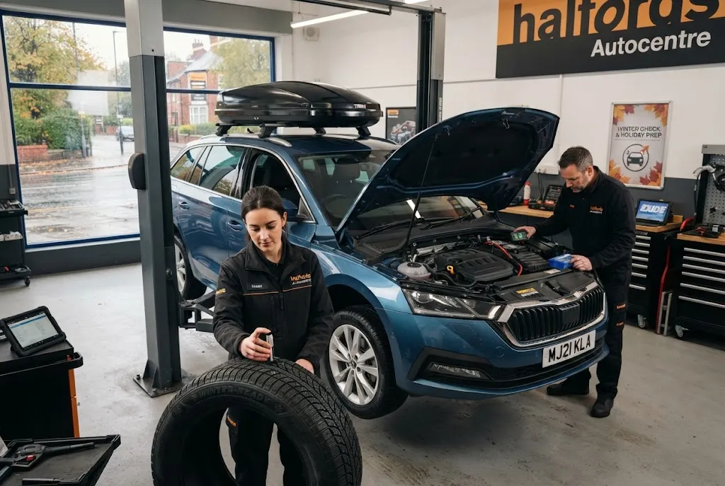 Seasonal vehicle maintenance checks for tyres, battery and cooling system